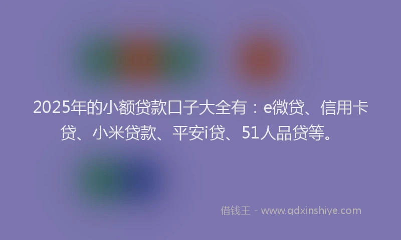 2025年的小额贷款口子大全有：e微贷、信用卡贷、小米贷款、平安i贷、51人品贷等。