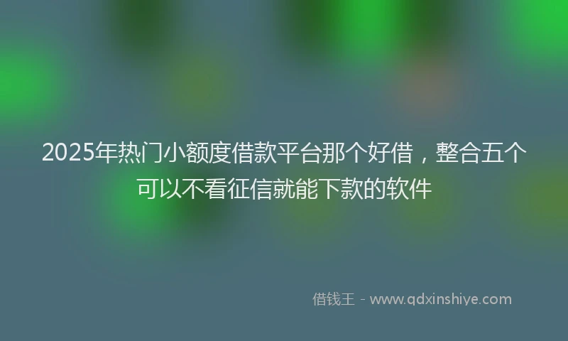 2025年热门小额度借款平台那个好借，整合五个可以不看征信就能下款的软件