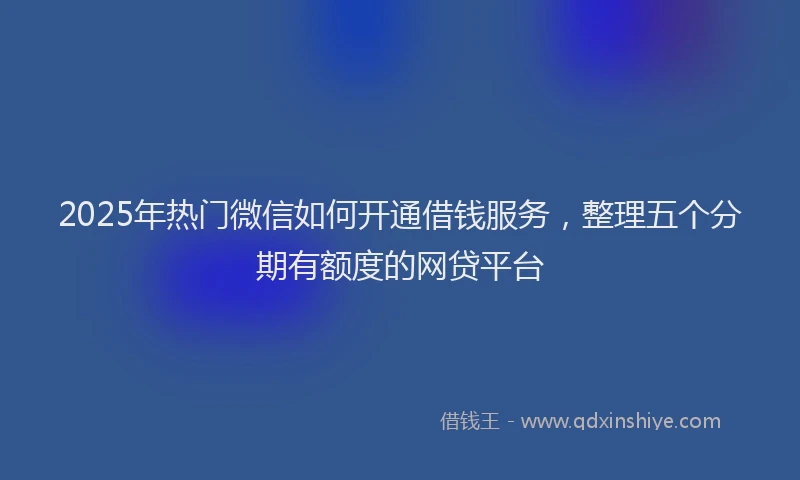 2025年热门微信如何开通借钱服务，整理五个分期有额度的网贷平台