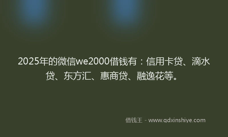 2025年的微信we2000借钱有：信用卡贷、滴水贷、东方汇、惠商贷、融逸花等。