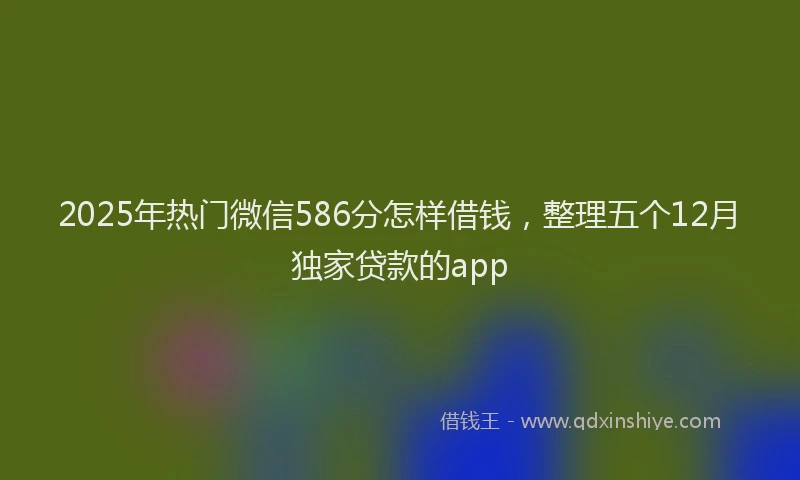 2025年热门微信586分怎样借钱，整理五个12月独家贷款的app