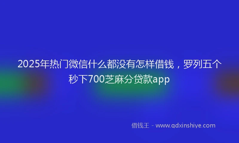 2025年热门微信什么都没有怎样借钱，罗列五个秒下700芝麻分贷款app