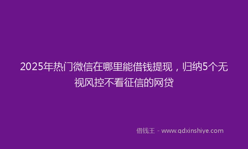 2025年热门微信在哪里能借钱提现，归纳5个无视风控不看征信的网贷