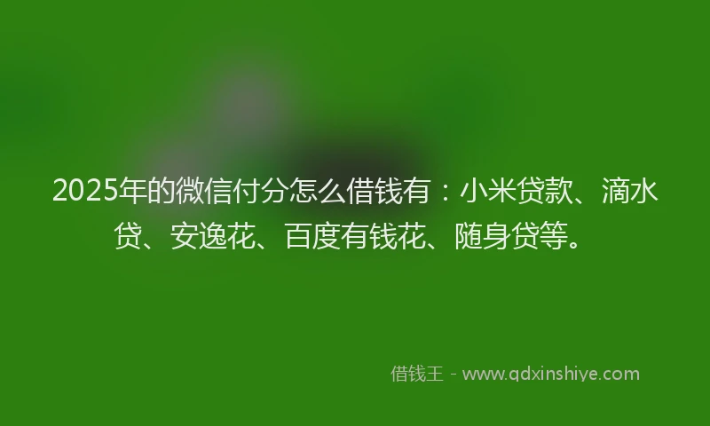 2025年的微信付分怎么借钱有：小米贷款、滴水贷、安逸花、百度有钱花、随身贷等。