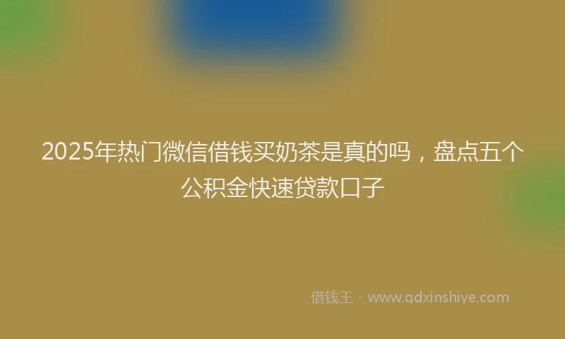 2025年热门微信借钱买奶茶是真的吗，盘点五个公积金快速贷款口子