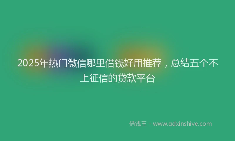 2025年热门微信哪里借钱好用推荐，总结五个不上征信的贷款平台