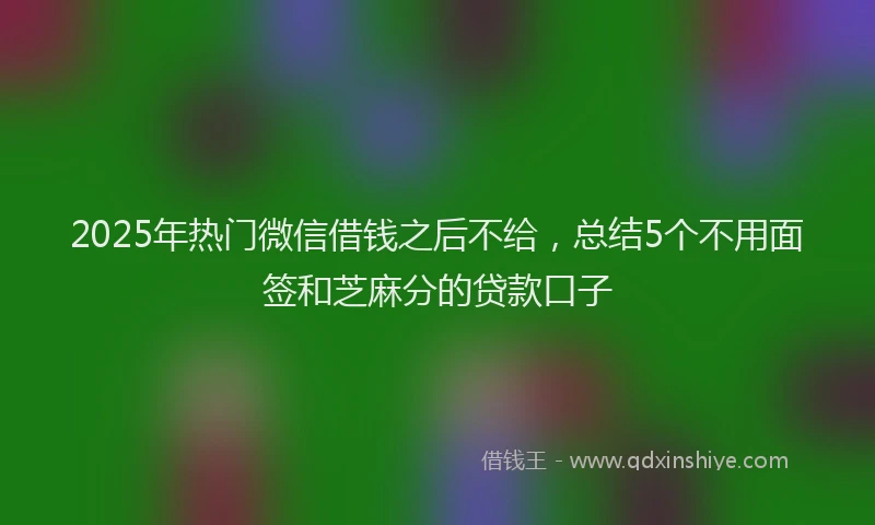 2025年热门微信借钱之后不给，总结5个不用面签和芝麻分的贷款口子