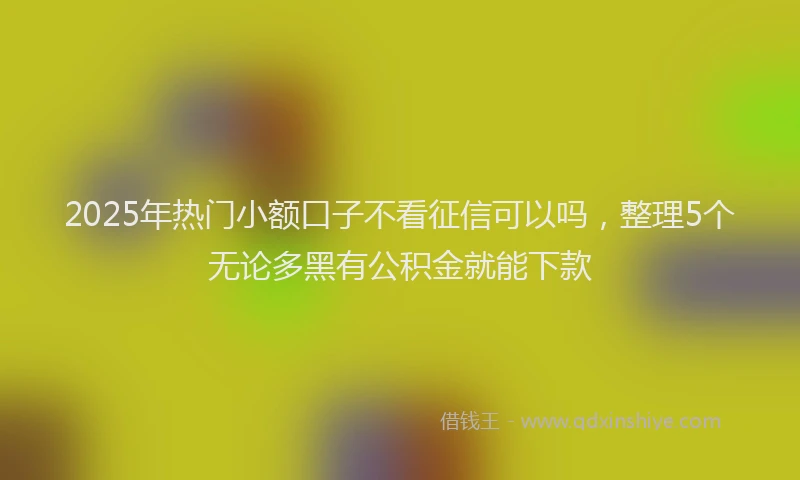 2025年热门小额口子不看征信可以吗，整理5个无论多黑有公积金就能下款