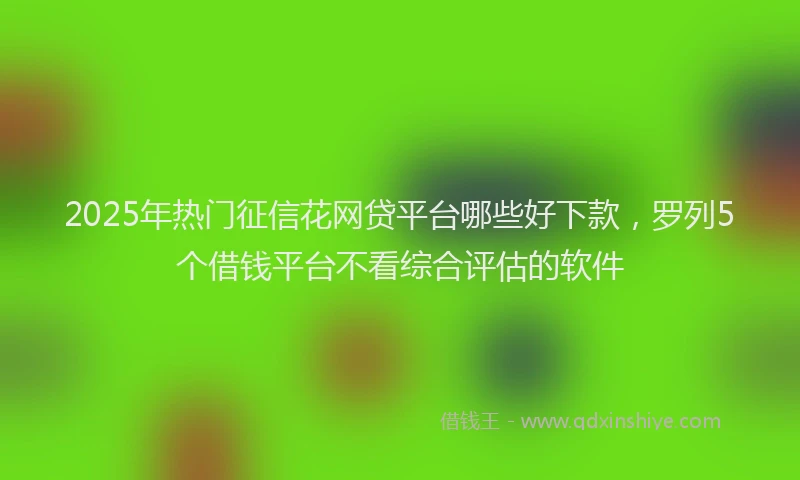 2025年热门征信花网贷平台哪些好下款，罗列5个借钱平台不看综合评估的软件