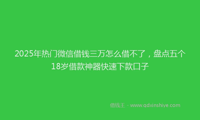 2025年热门微信借钱三万怎么借不了，盘点五个18岁借款神器快速下款口子