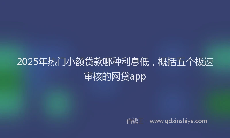 2025年热门小额贷款哪种利息低，概括五个极速审核的网贷app