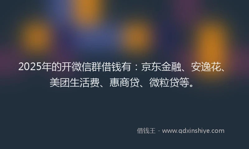 2025年的开微信群借钱有：京东金融、安逸花、美团生活费、惠商贷、微粒贷等。