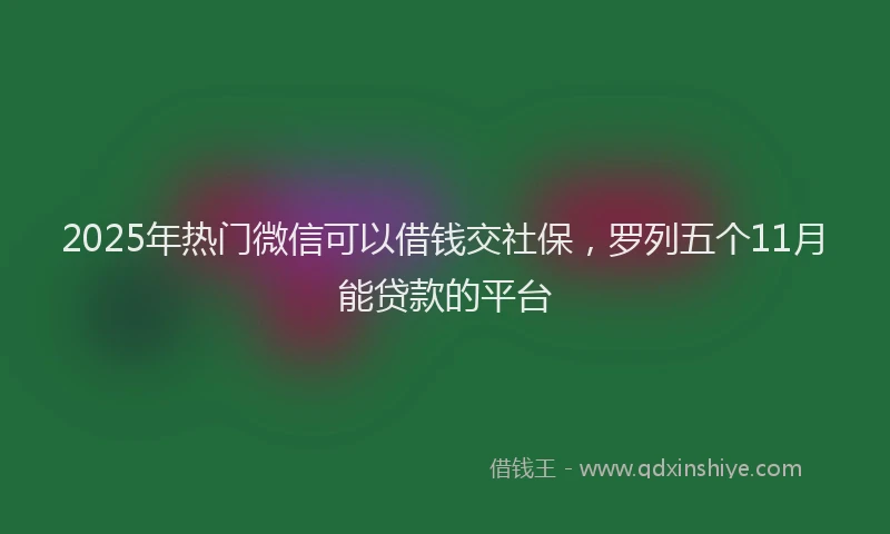 2025年热门微信可以借钱交社保，罗列五个11月能贷款的平台