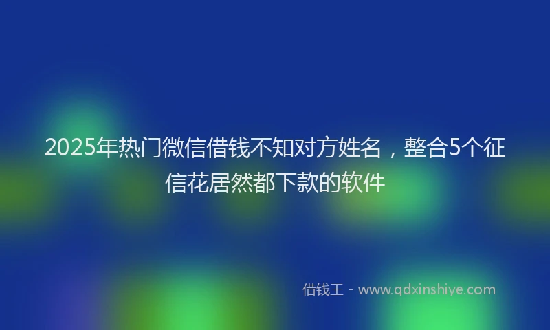 2025年热门微信借钱不知对方姓名，整合5个征信花居然都下款的软件