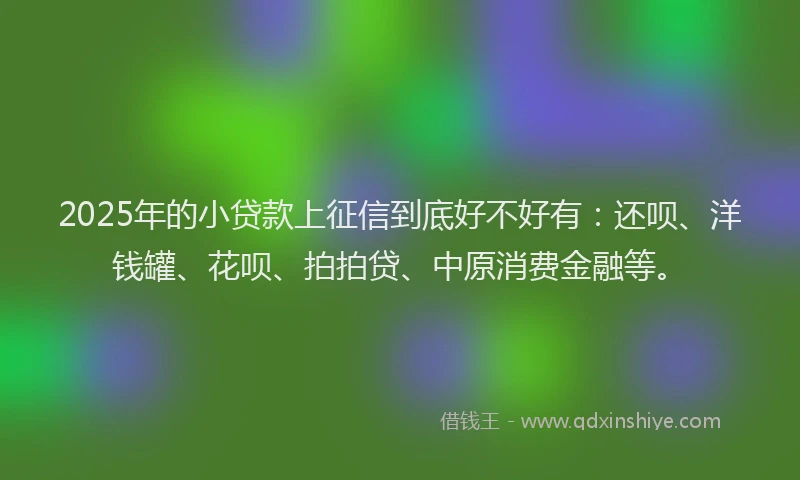 2025年的小贷款上征信到底好不好有：还呗、洋钱罐、花呗、拍拍贷、中原消费金融等。