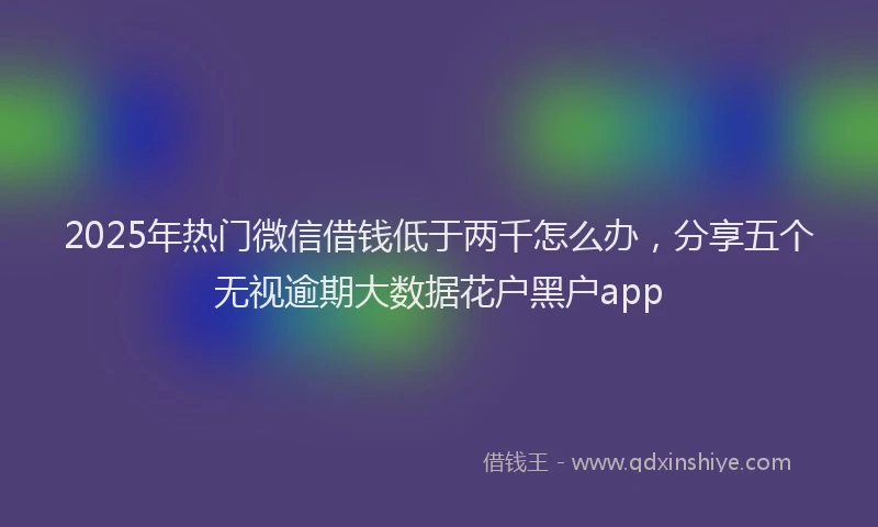 2025年热门微信借钱低于两千怎么办，分享五个无视逾期大数据花户黑户app