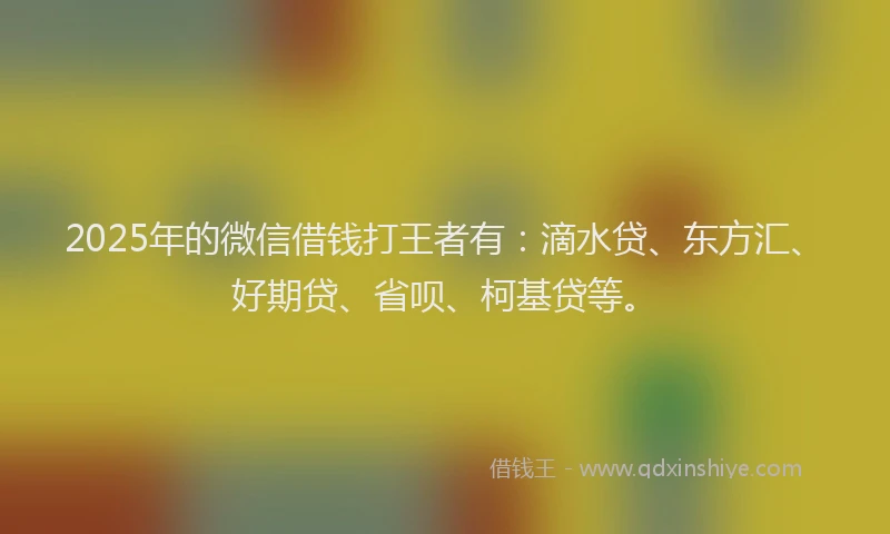 2025年的微信借钱打王者有：滴水贷、东方汇、好期贷、省呗、柯基贷等。
