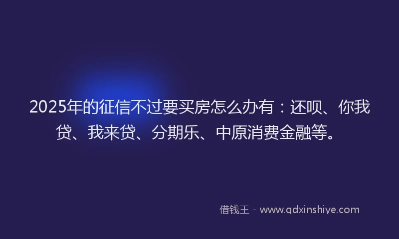 2025年的征信不过要买房怎么办有：还呗、你我贷、我来贷、分期乐、中原消费金融等。
