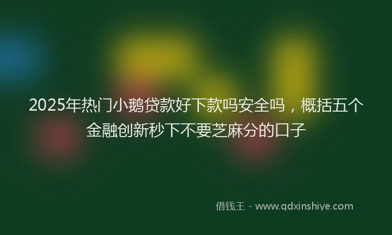 2025年热门小鹅贷款好下款吗安全吗，概括五个金融创新秒下不要芝麻分的口子