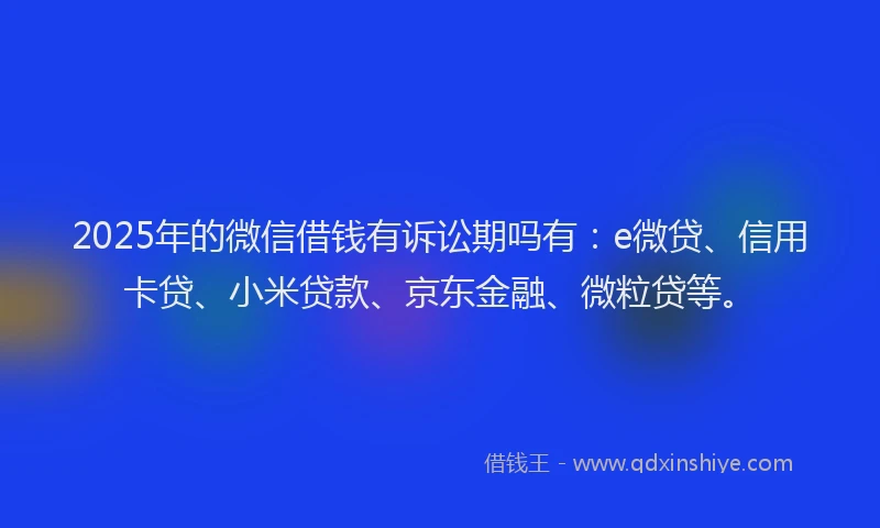 2025年的微信借钱有诉讼期吗有：e微贷、信用卡贷、小米贷款、京东金融、微粒贷等。