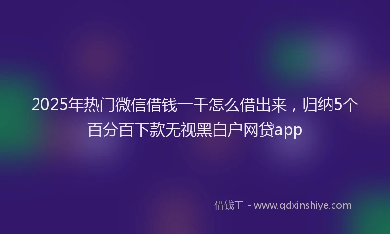 2025年热门微信借钱一千怎么借出来，归纳5个百分百下款无视黑白户网贷app