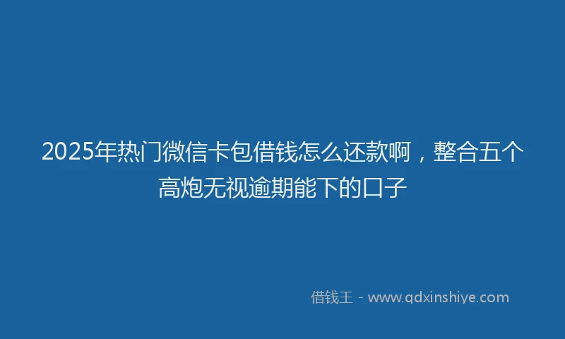 2025年热门微信卡包借钱怎么还款啊，整合五个高炮无视逾期能下的口子