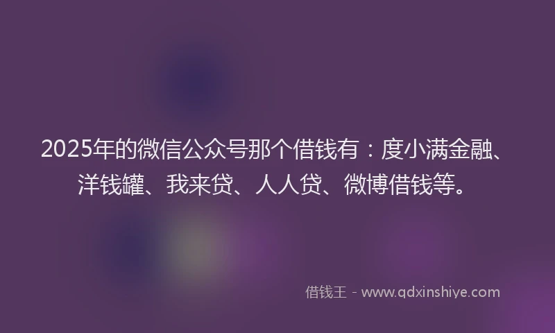 2025年的微信公众号那个借钱有：度小满金融、洋钱罐、我来贷、人人贷、微博借钱等。