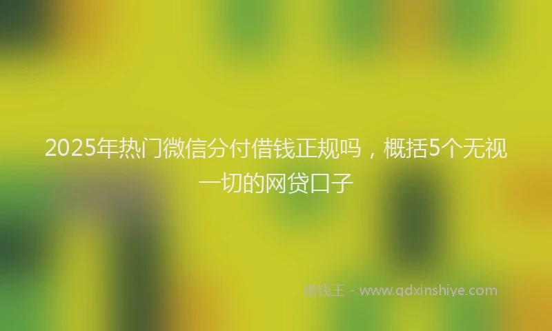 2025年热门微信分付借钱正规吗，概括5个无视一切的网贷口子