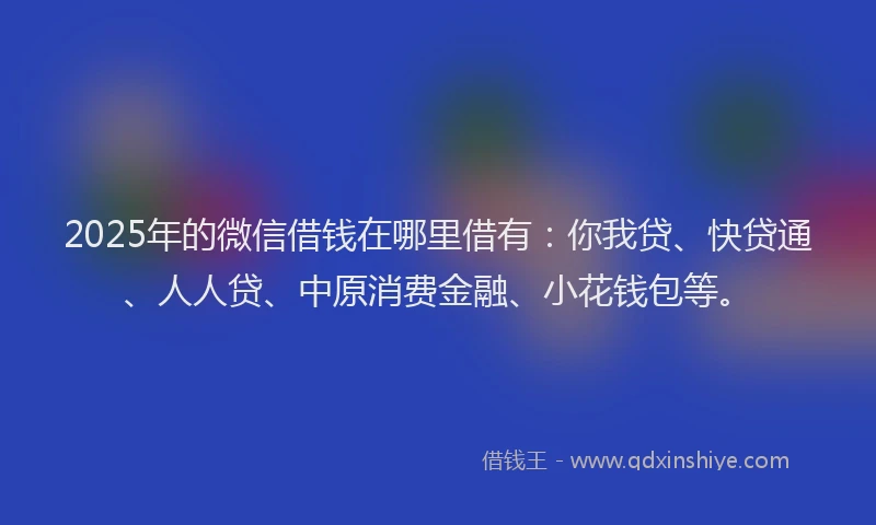 2025年的微信借钱在哪里借有：你我贷、快贷通、人人贷、中原消费金融、小花钱包等。