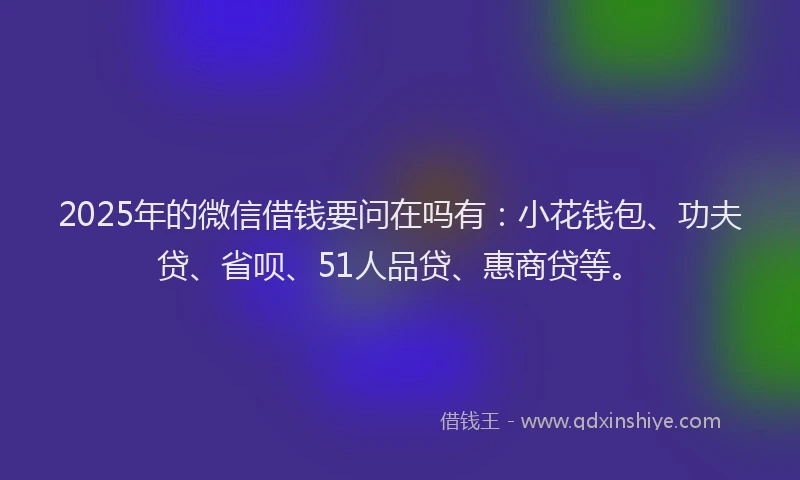 2025年的微信借钱要问在吗有：小花钱包、功夫贷、省呗、51人品贷、惠商贷等。
