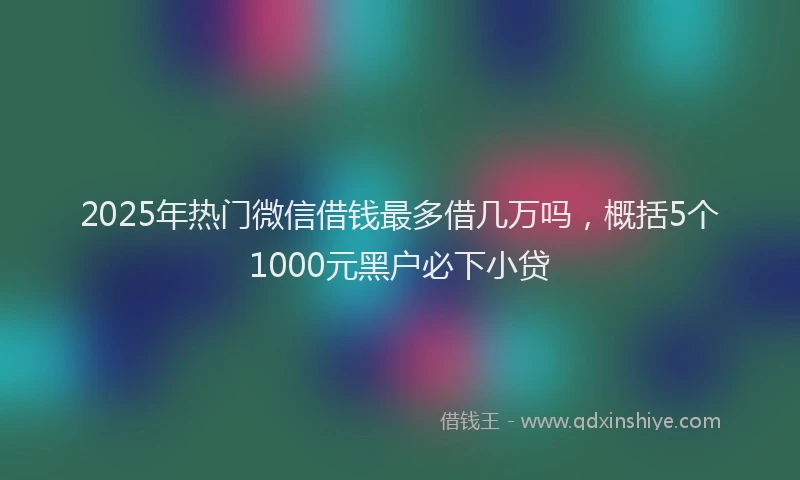 2025年热门微信借钱最多借几万吗，概括5个1000元黑户必下小贷