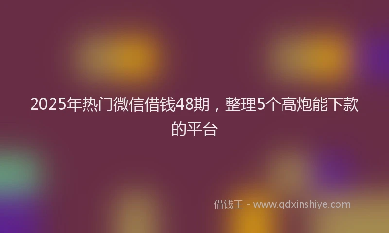 2025年热门微信借钱48期，整理5个高炮能下款的平台