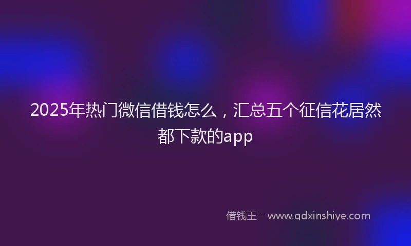 2025年热门微信借钱怎么，汇总五个征信花居然都下款的app