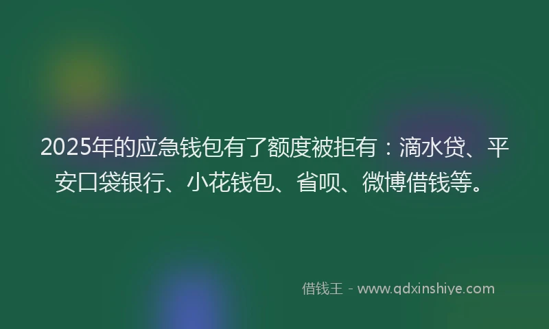 2025年的应急钱包有了额度被拒有：滴水贷、平安口袋银行、小花钱包、省呗、微博借钱等。