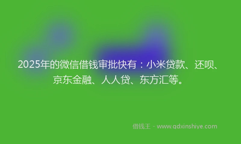 2025年的微信借钱审批快有：小米贷款、还呗、京东金融、人人贷、东方汇等。