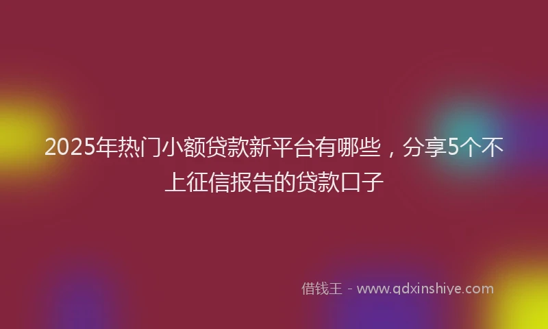 2025年热门小额贷款新平台有哪些，分享5个不上征信报告的贷款口子