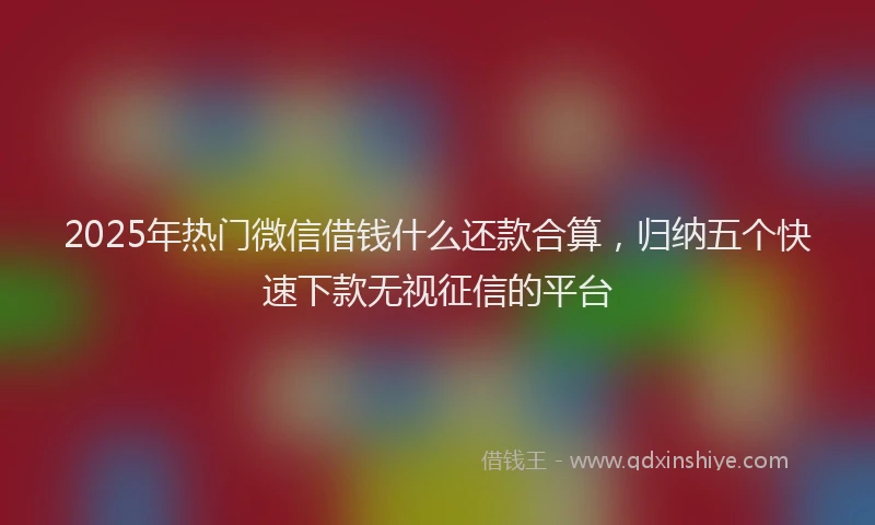 2025年热门微信借钱什么还款合算，归纳五个快速下款无视征信的平台