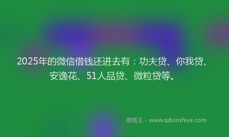 2025年的微信借钱还进去有：功夫贷、你我贷、安逸花、51人品贷、微粒贷等。