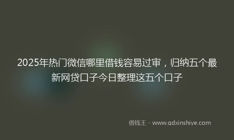 2025年热门微信哪里借钱容易过审，归纳五个最新网贷口子今日整理这五个口子