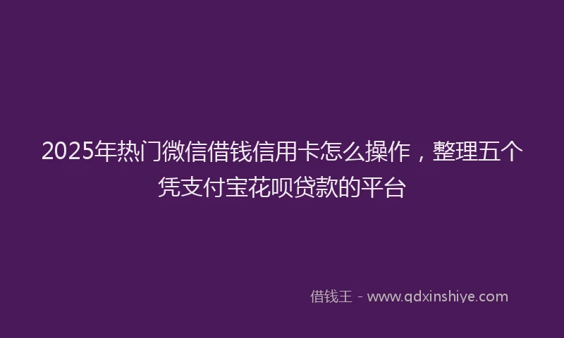 2025年热门微信借钱信用卡怎么操作，整理五个凭支付宝花呗贷款的平台