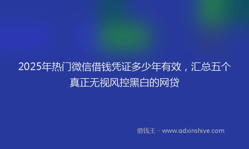 2025年热门微信借钱凭证多少年有效，汇总五个真正无视风控黑白的网贷