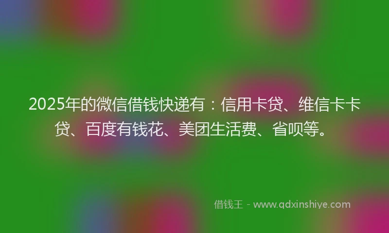 2025年的微信借钱快递有：信用卡贷、维信卡卡贷、百度有钱花、美团生活费、省呗等。