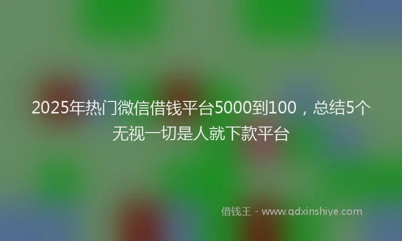 2025年热门微信借钱平台5000到100，总结5个无视一切是人就下款平台
