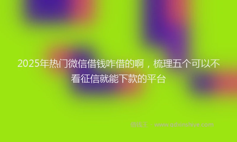 2025年热门微信借钱咋借的啊，梳理五个可以不看征信就能下款的平台