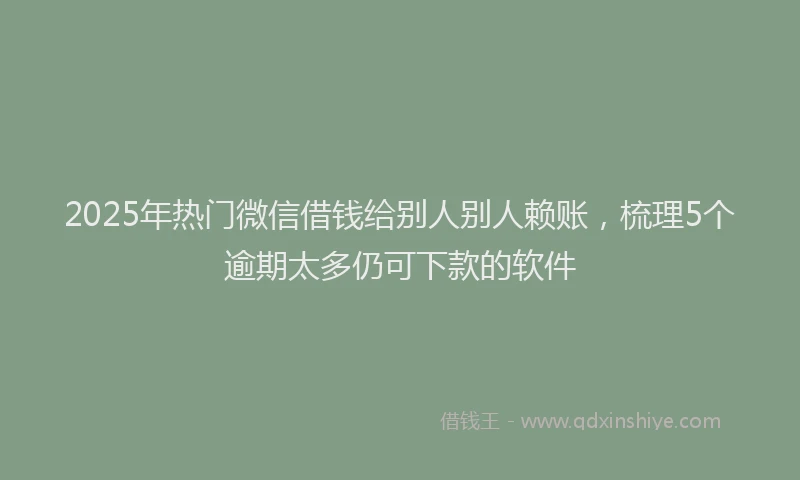 2025年热门微信借钱给别人别人赖账，梳理5个逾期太多仍可下款的软件