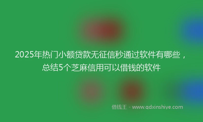 2025年热门小额贷款无征信秒通过软件有哪些，总结5个芝麻信用可以借钱的软件