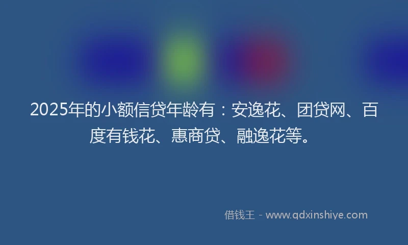 2025年的小额信贷年龄有：安逸花、团贷网、百度有钱花、惠商贷、融逸花等。