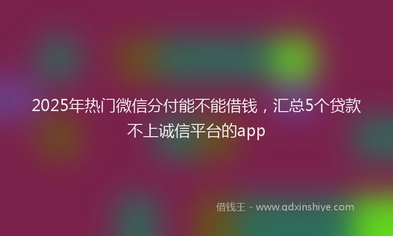 2025年热门微信分付能不能借钱，汇总5个贷款不上诚信平台的app