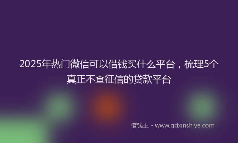2025年热门微信可以借钱买什么平台，梳理5个真正不查征信的贷款平台