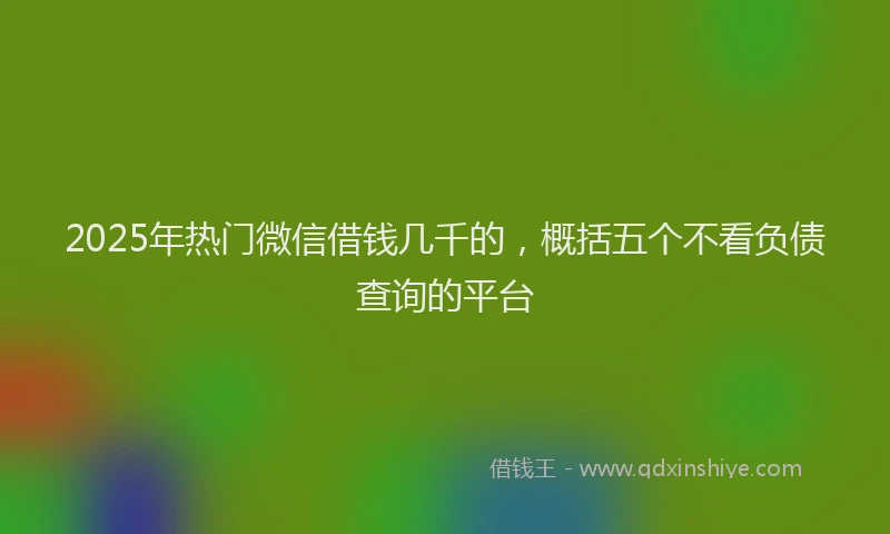 2025年热门微信借钱几千的，概括五个不看负债查询的平台